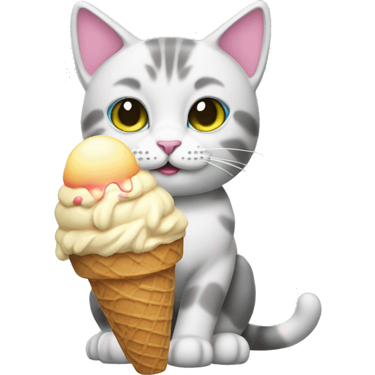 rainbow cat with ice cream emoji