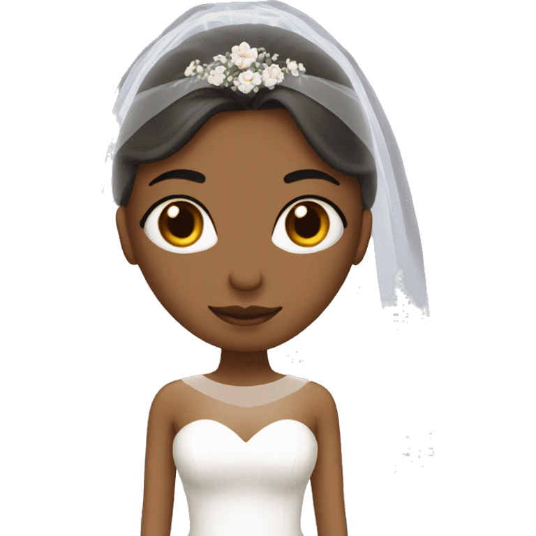 Bride with a narrow face, straight, medium-length hair, with a veil on her head and heart emojis in her eyes emoji