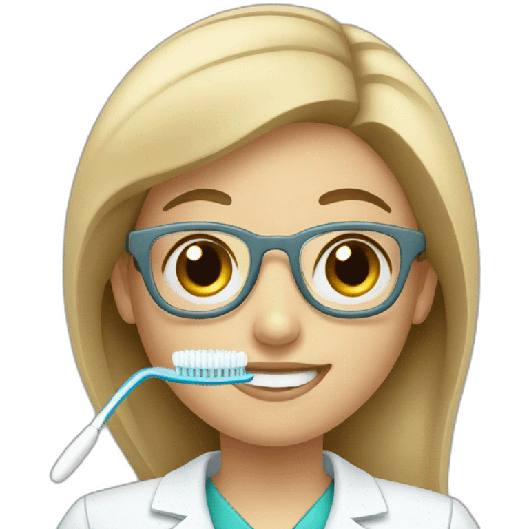 dentist girl with a toothbrush in his hand emoji