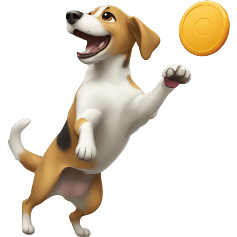 Dog catching frisbee emoji