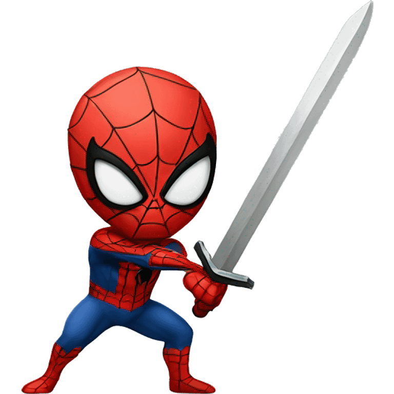 Spider-man with a brave sword in a slicing pose emoji