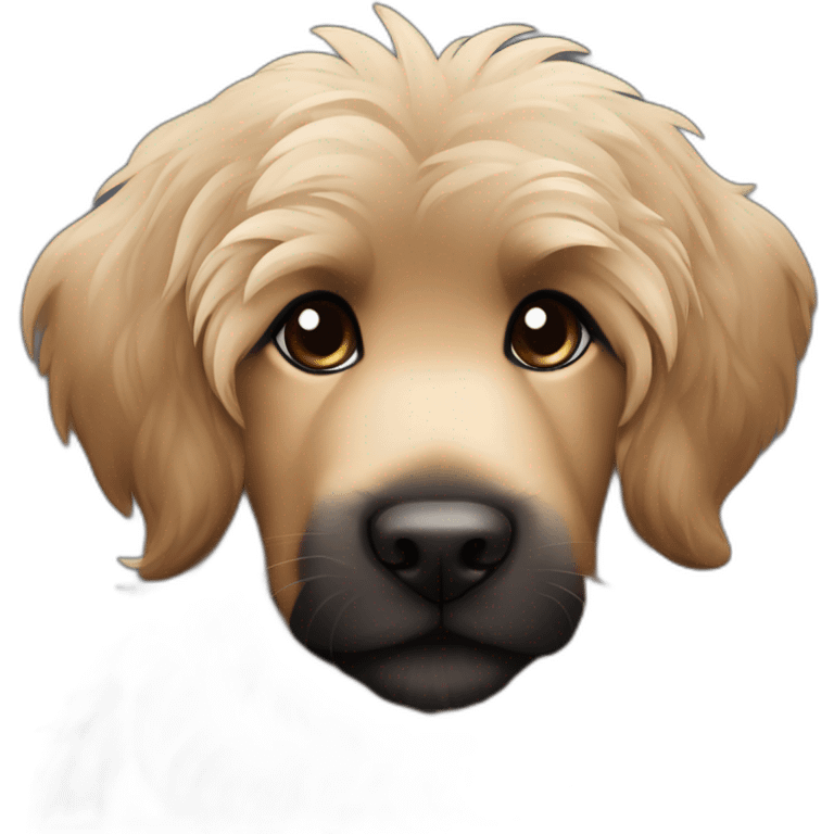 bouvier fawn brown and black puppy face very long hair smiling dark ears emoji