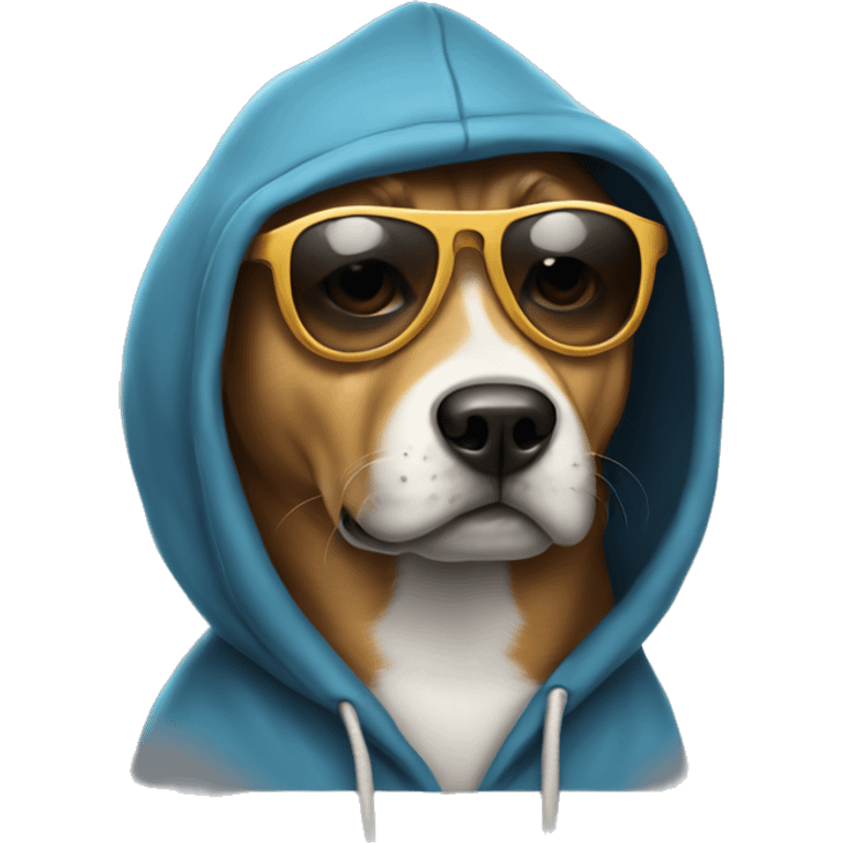 Cool dog wearing a hoodie, dark glasses and a hat  emoji