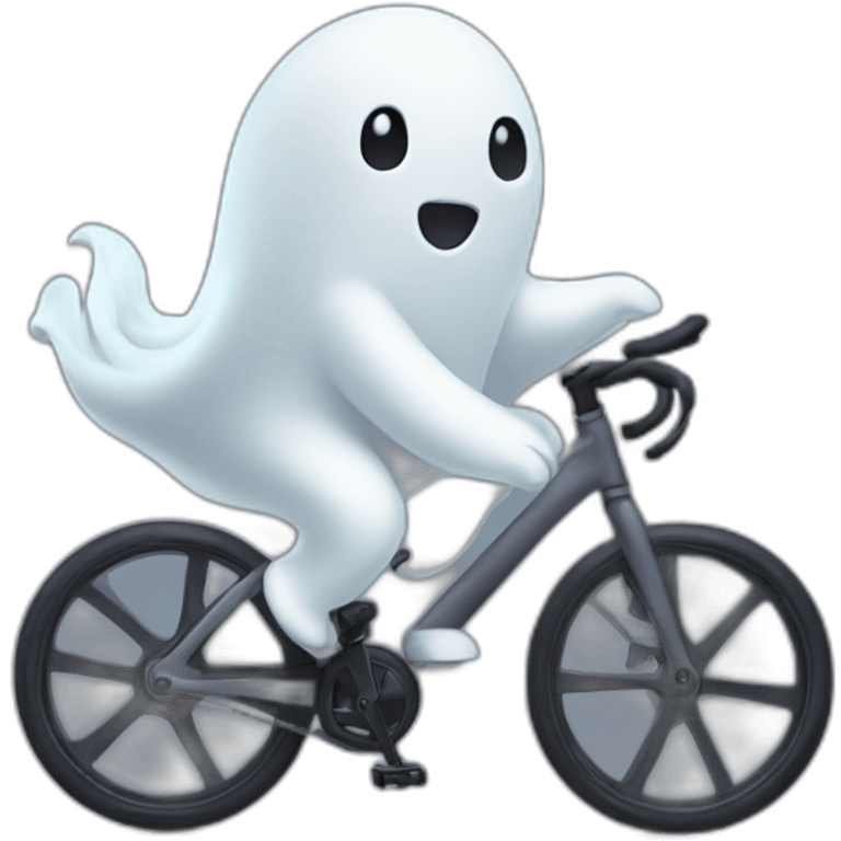 Cute ghost riding spin bike emoji