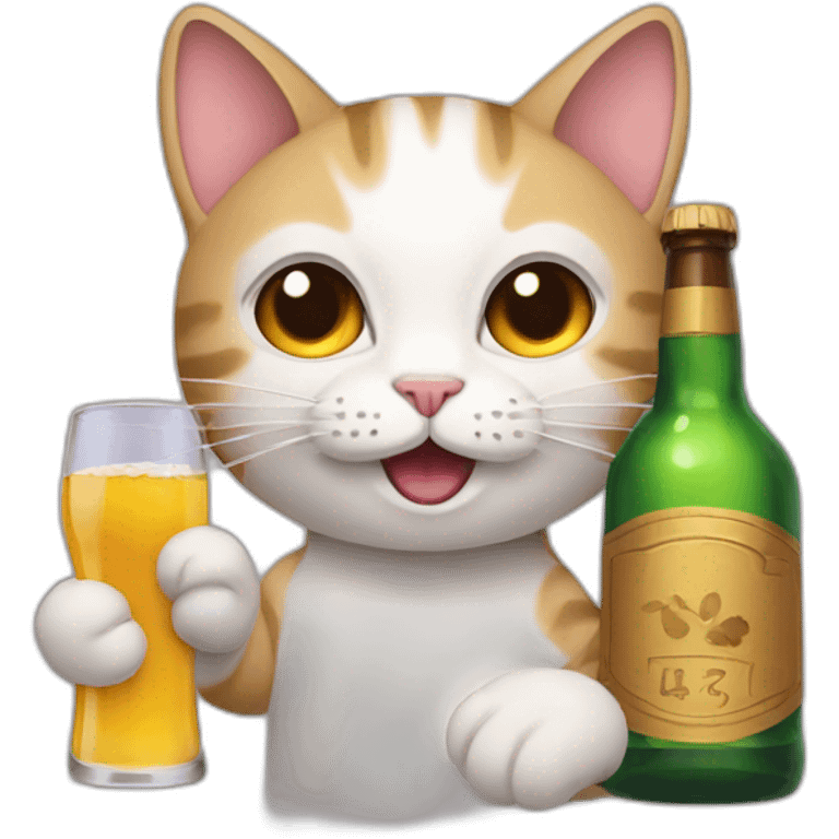 Cat holding a bottle of alcohol emoji