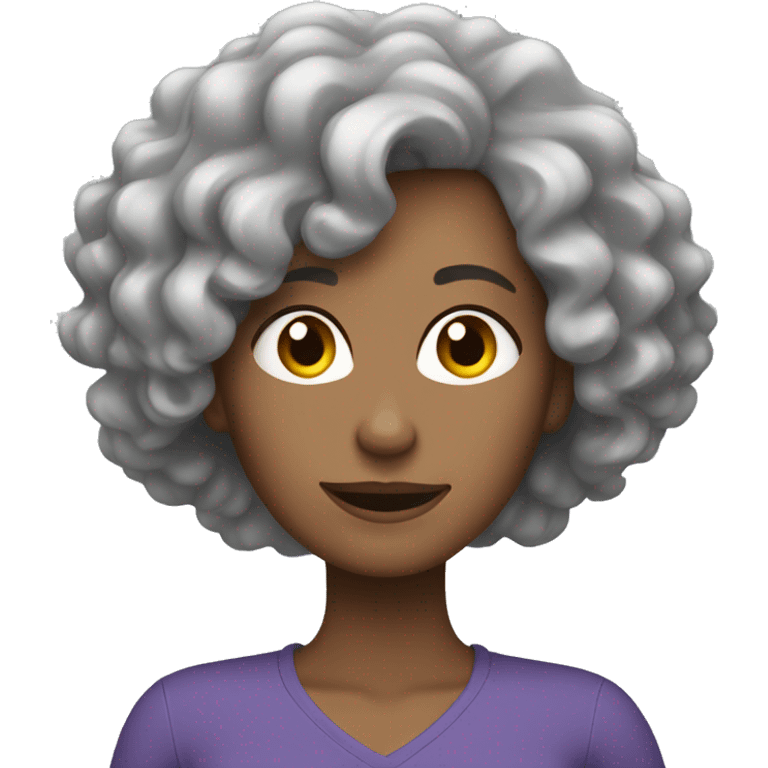 Caucasian women with curly gray hair heavy lifting emoji