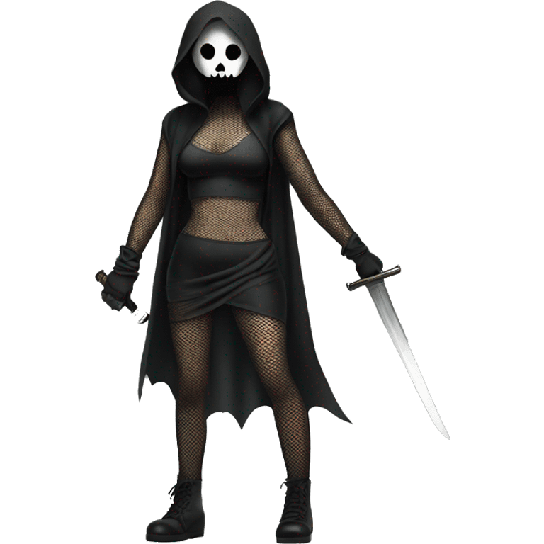 true ghostface in fishnet tights full body holding a sword  emoji