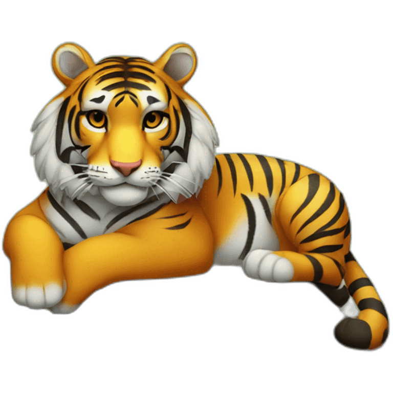 A tiger sitting on a tree emoji