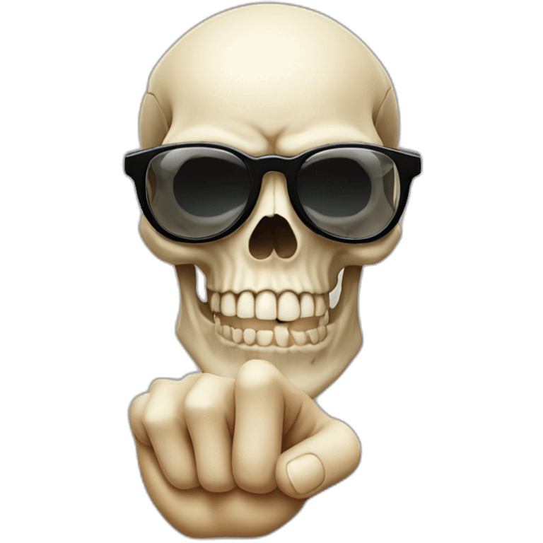 skull with glasses and pointer finger up emoji