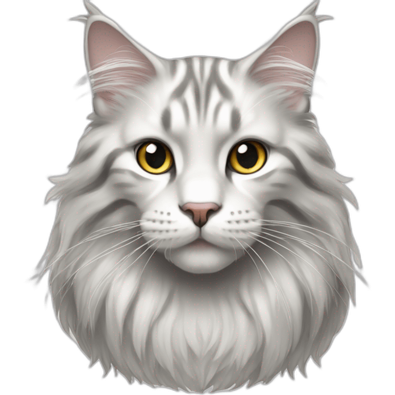 white with gray stripes maine coon cat emoji