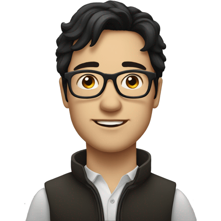 man in glasses black hair, white skin, european, on a horse emoji