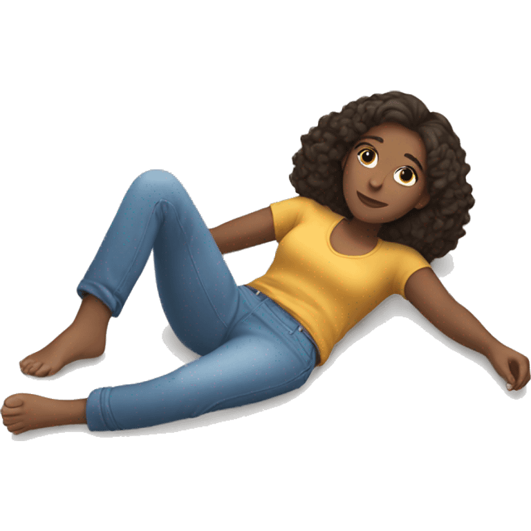 A girl lying down on the floor  emoji