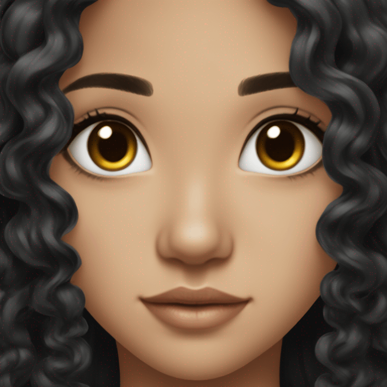 Beautiful girl,Black hair,curls，long hair,Black eyes,Chinese emoji