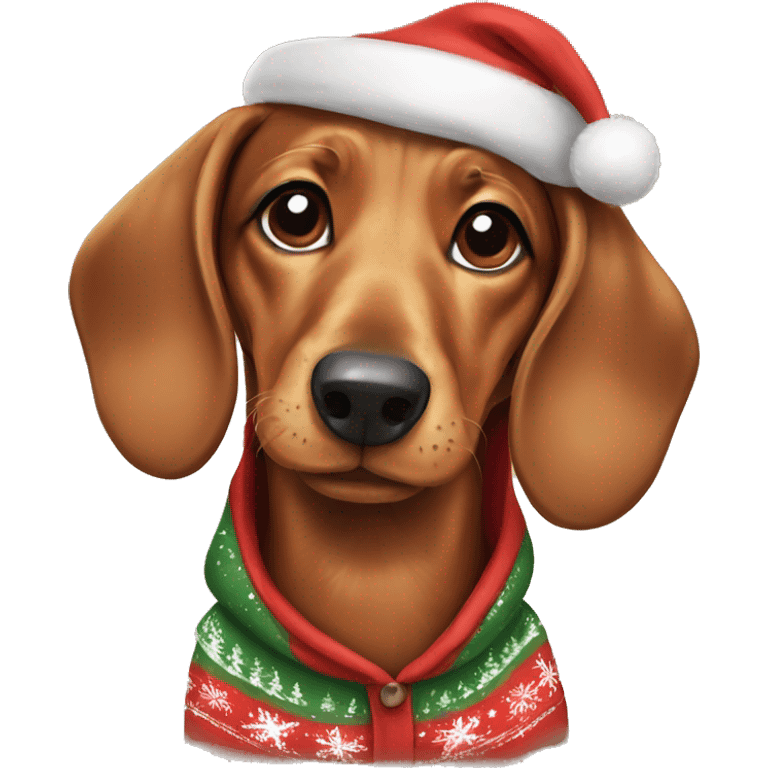 cute daschund wearing christmas hoodie emoji