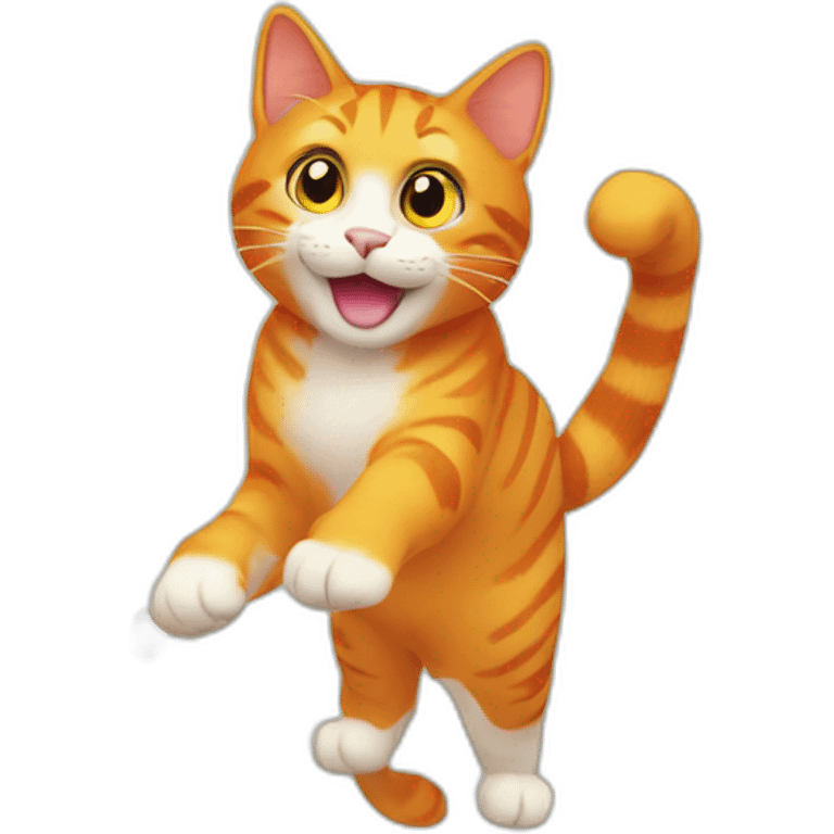 orange cat waving hello emoji