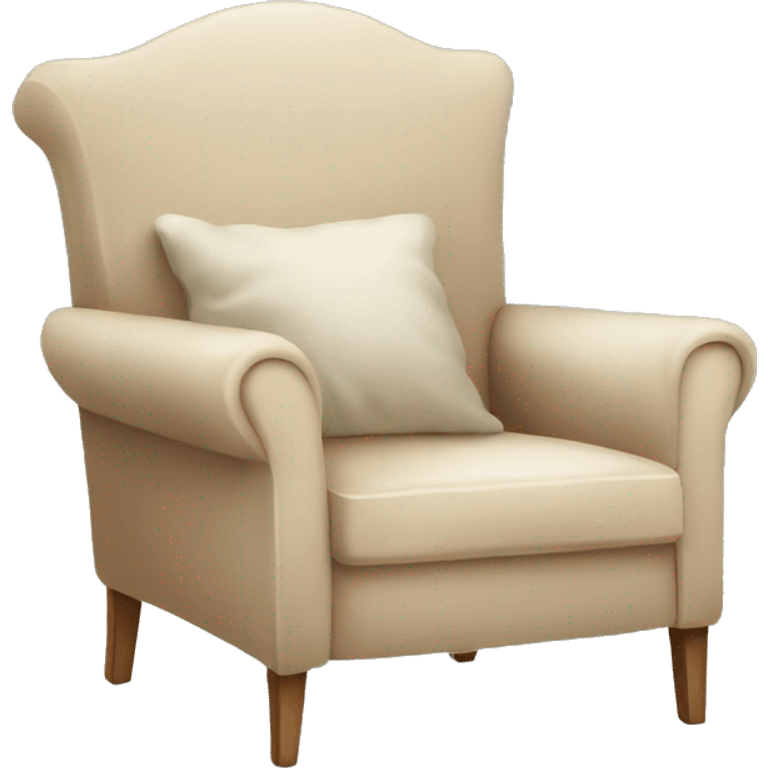 Simple Beige Armchair with blanket and open book on it emoji