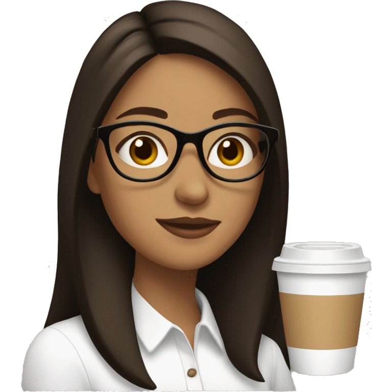 brunette with glasses, drinking coffee  emoji