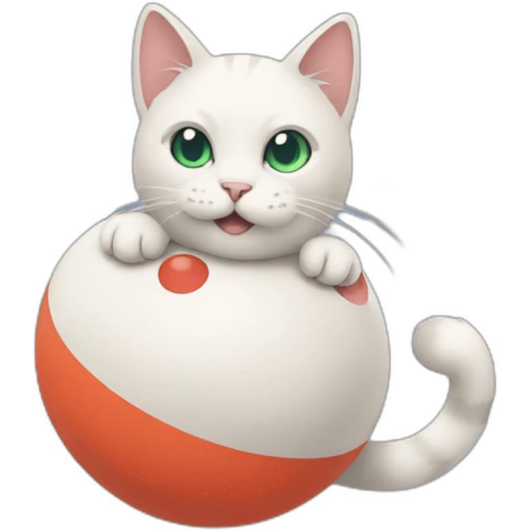 cat with pokemon ball emoji