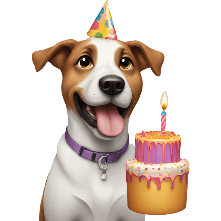 Dog celebrating birthday  emoji