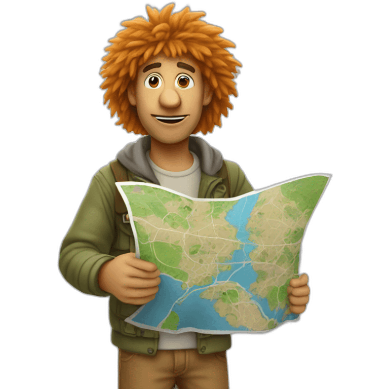 fraggle software engineer holding a big map emoji