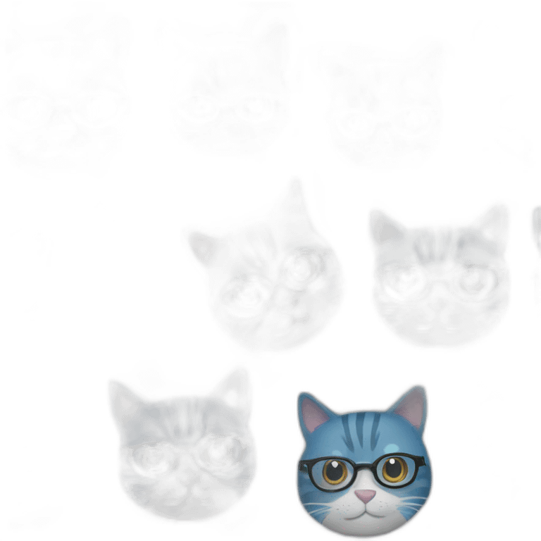 Striped blue cat with glasses emoji