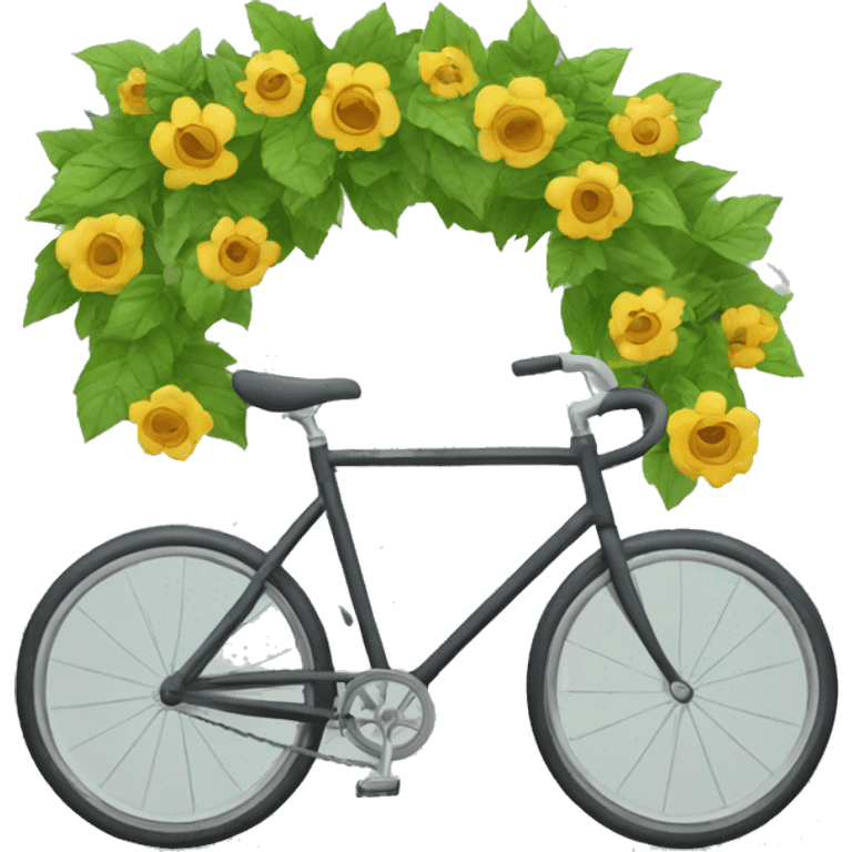 A bicycle surrounded by leaves or flowers emoji