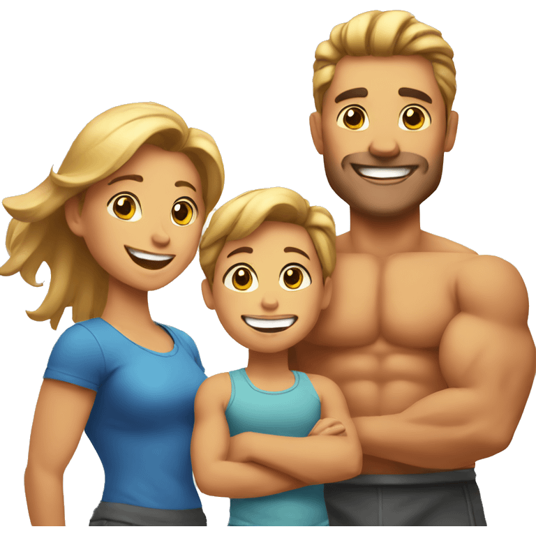 happy muscular family emoji