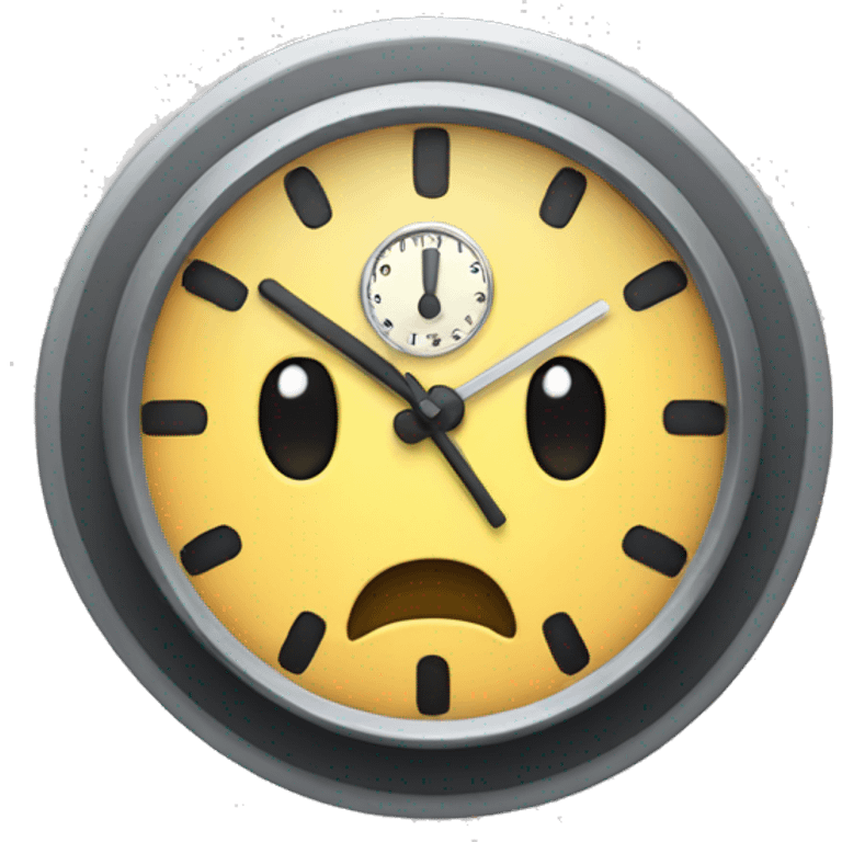 a clock with a face emoji