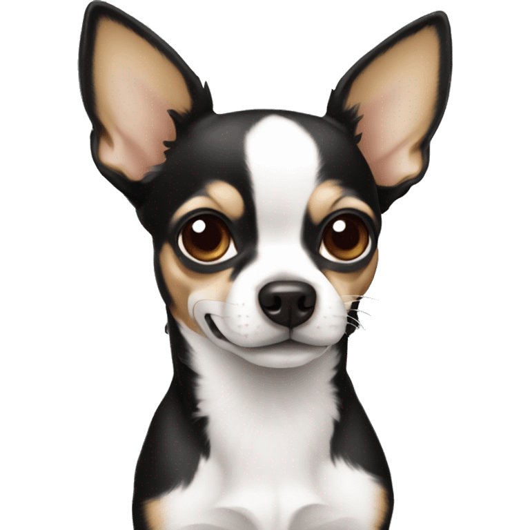 perro chihuahua negro con blanco emoji