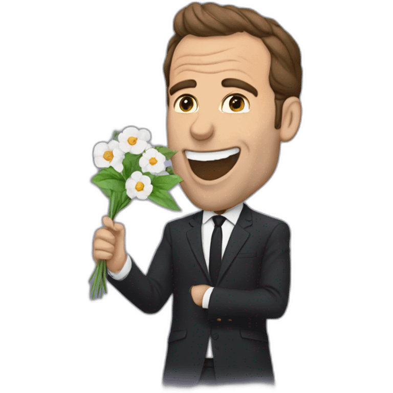 macron-hold-a-flower-in-your-mouth emoji