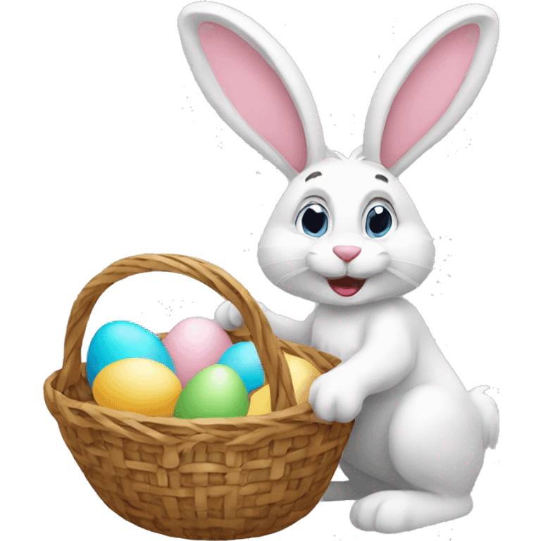 easter bunny with egg basket emoji