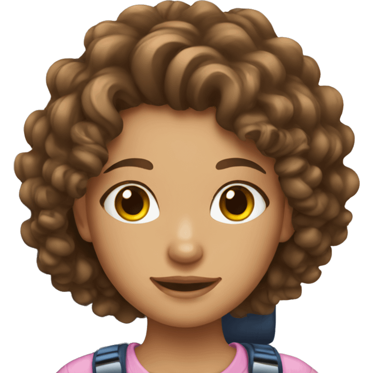 Girl with curly brown hair at the airport  emoji