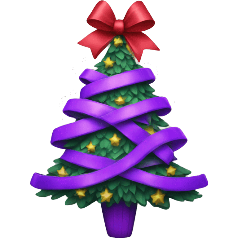 Purple Christmas tree with a bow on top emoji