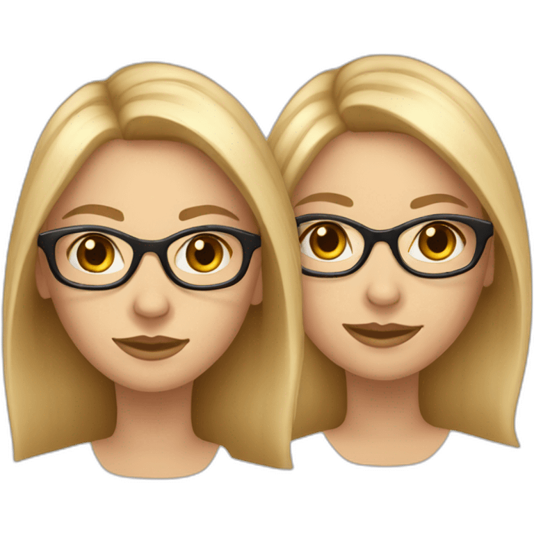 Two Woman. One blond Hair Medium Long hair. Fair Skin Color. Wears Glases. Woman Long Brown Hair emoji