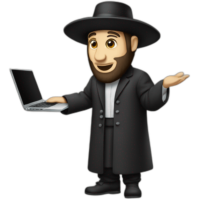 Hasidic Jew holding a MacBook emoji