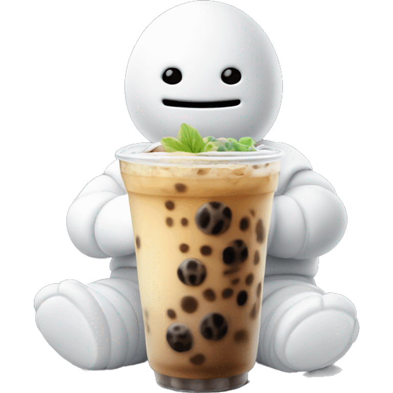 michelin man with boba tea emoji