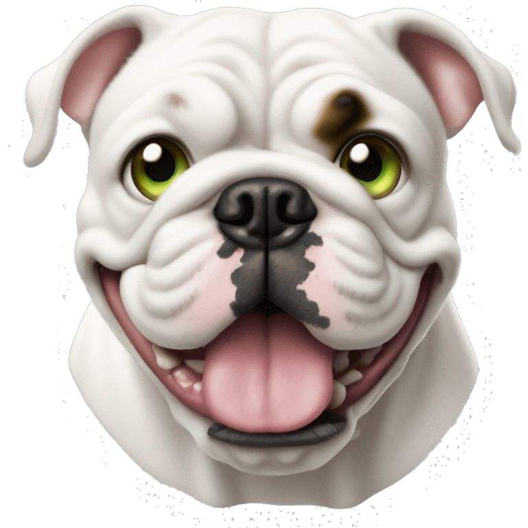 Bulldog francés albino con ojos verdes emoji