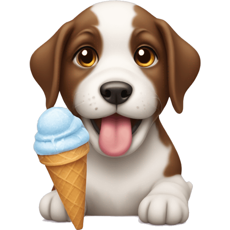 Puppy eating ice cream emoji