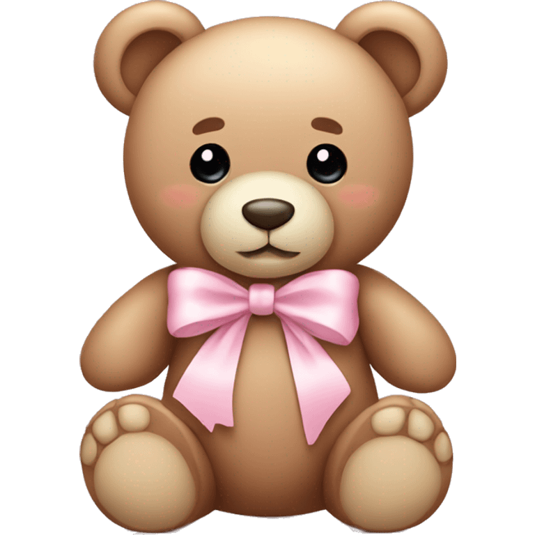 teddy bear with light baby pink bow  emoji