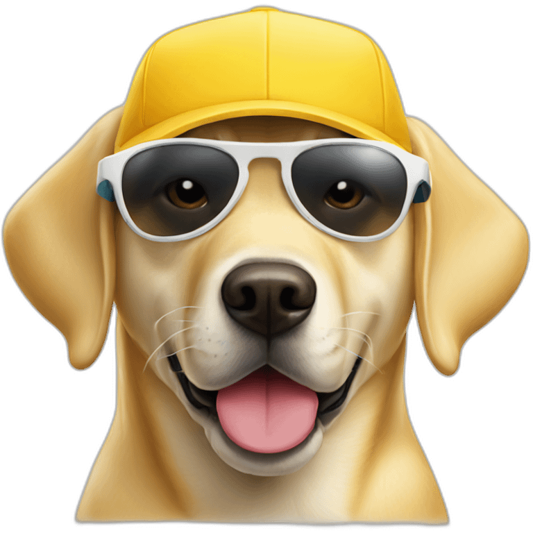 Yellow lab dog with sunglasses and ball cap emoji