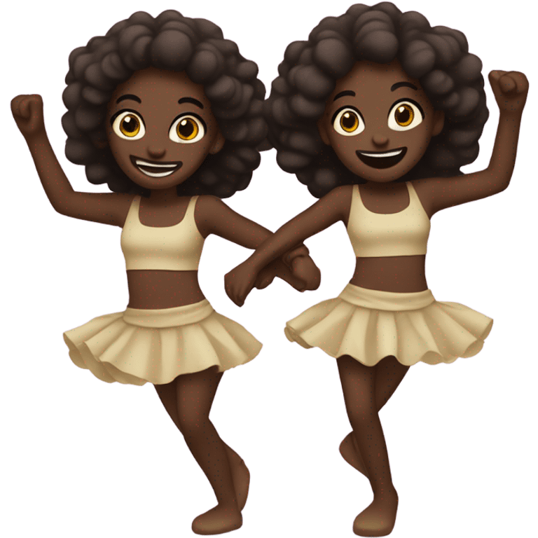 dark brown skin dancing twins  emoji