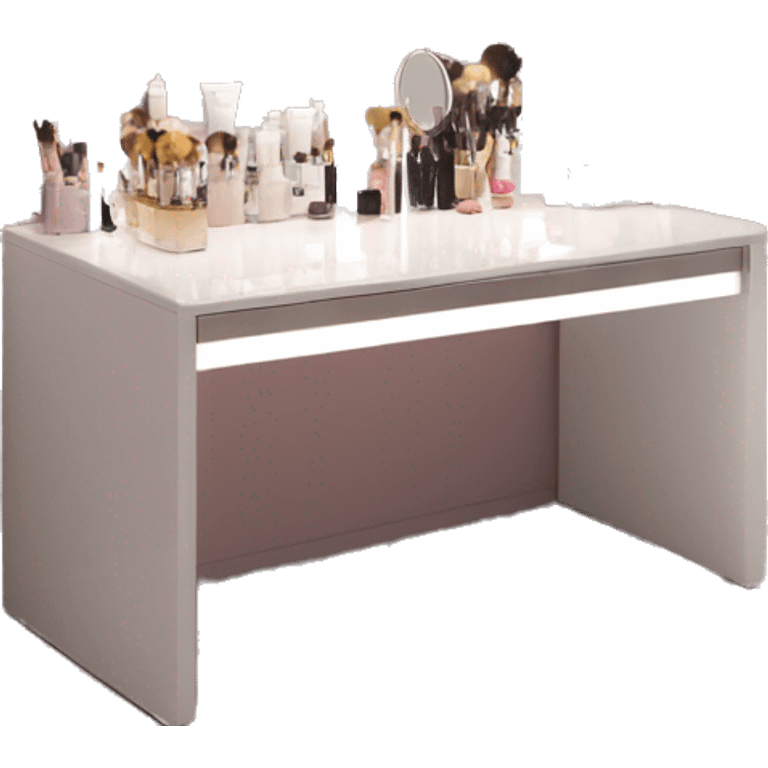 Vanity table with square led light mirror emoji