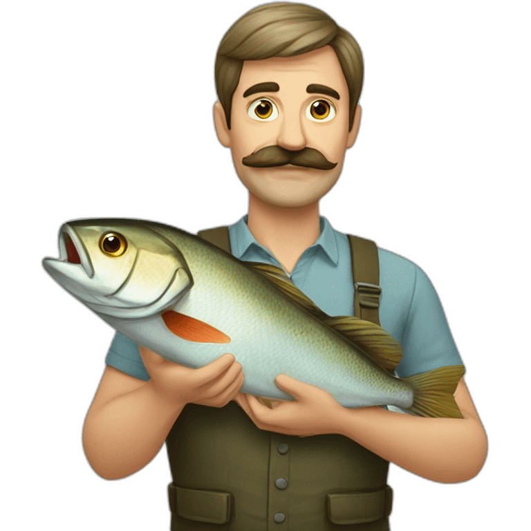 russian moustache husband with fish emoji