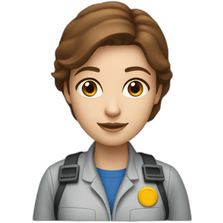 Women engineer, with brown hair and blue eyes emoji