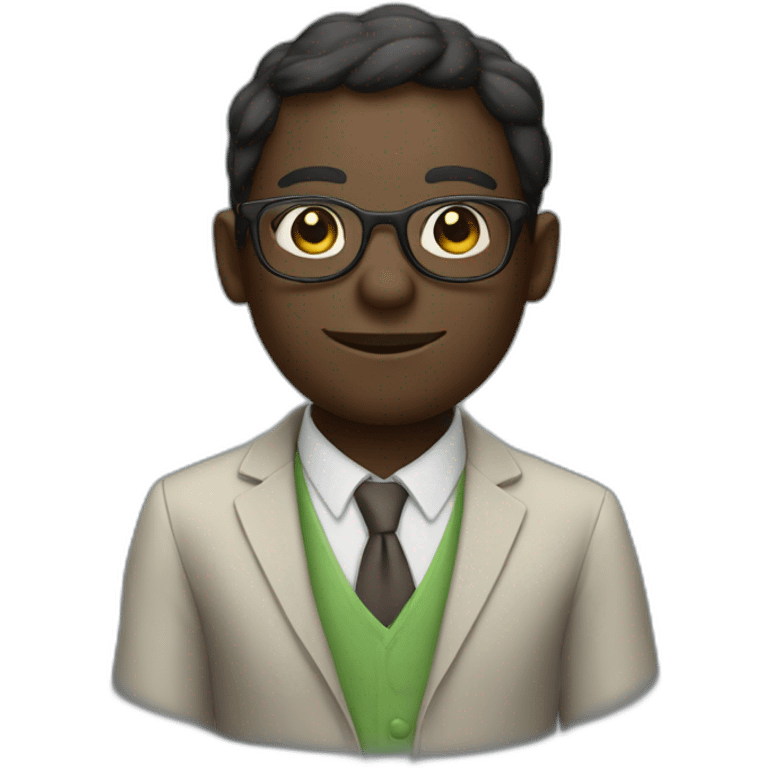 dark skin frog lookalike teacher with glasses emoji