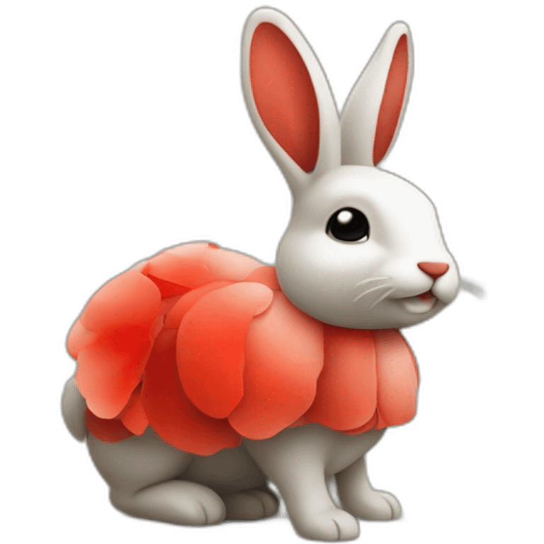 Un coquelicot sur un lapin emoji