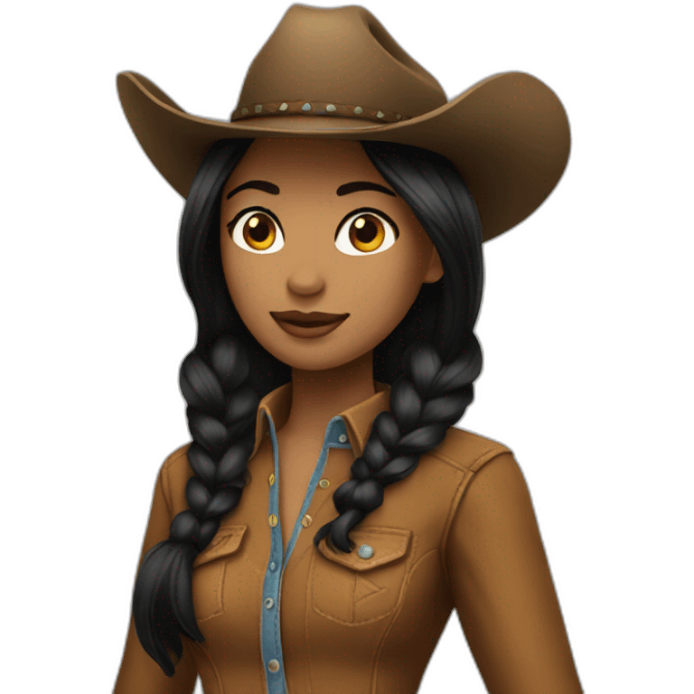 cowgirl straight black hair emoji