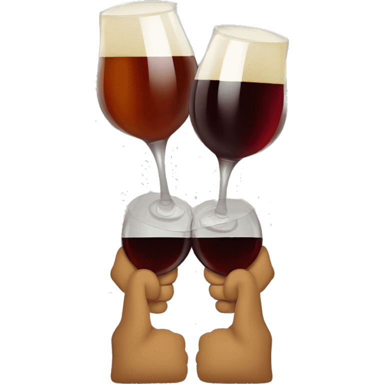 a glass of wine and a beer glass clinking together emoji