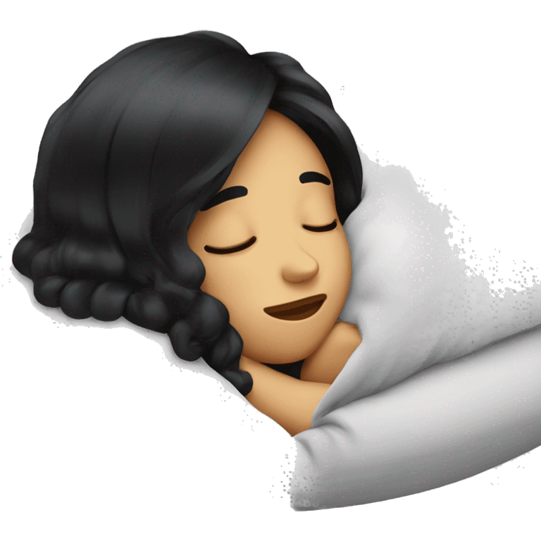 a girl with black hair sleeps and drools emoji