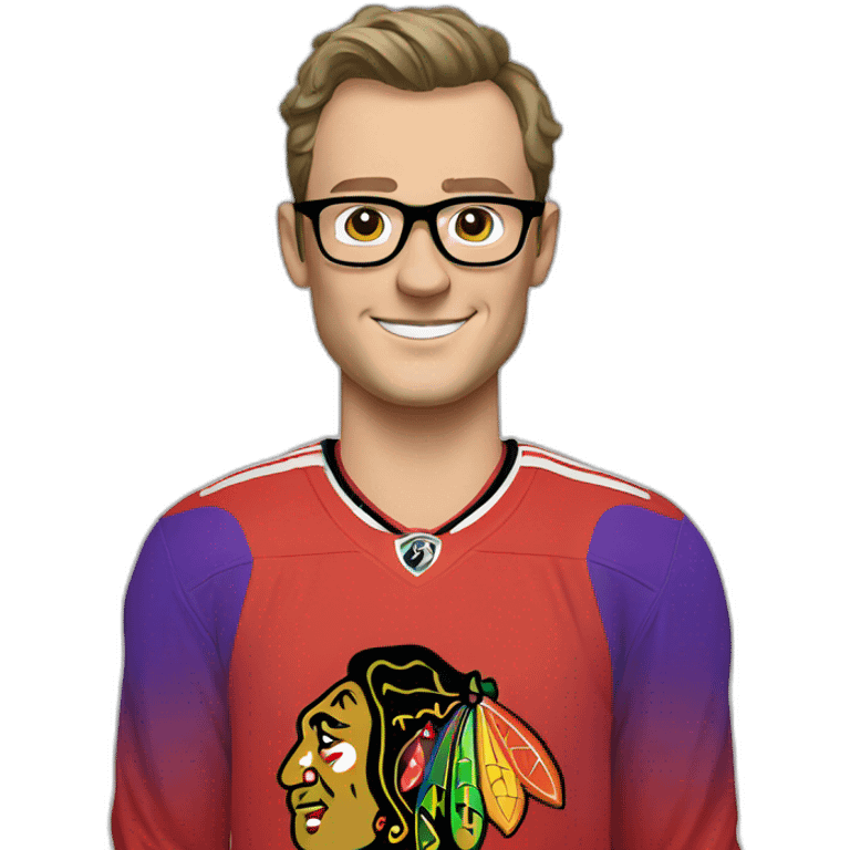 Jonathan Toews wearing glasses and rainbow clothes emoji